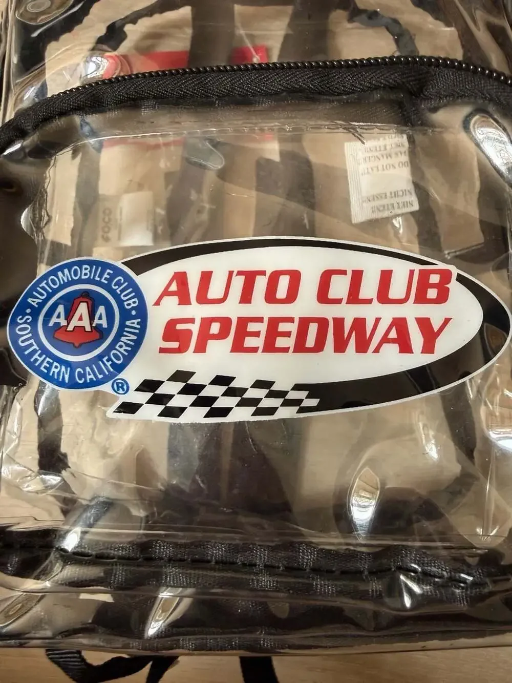 FOCO Auto Club Speedway NASCAR Clear Vinyl Stadium Backpack
